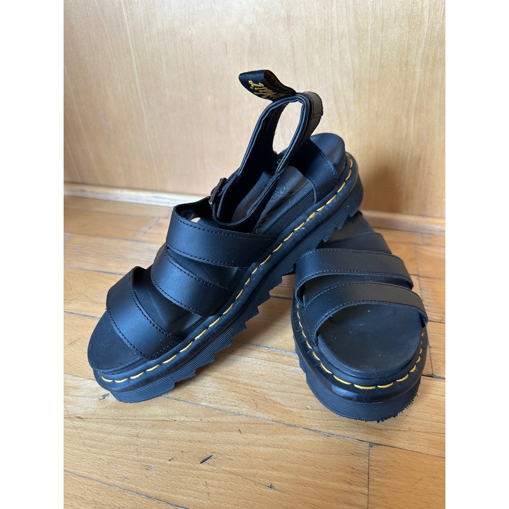 Dr. Martens Blaire Black Platform Gladiator Sandals 3-Strap Buckle Zebrilus Sole - Picture 6 of 9